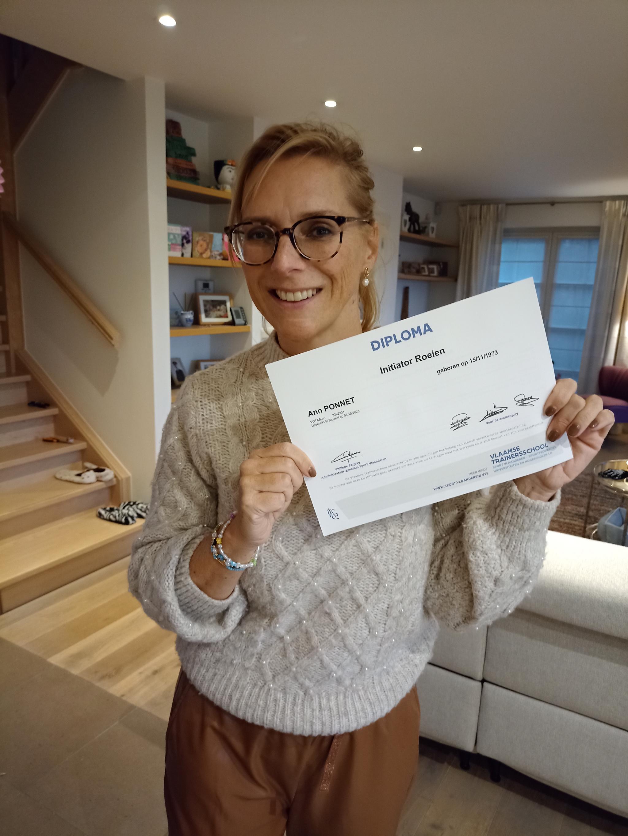 Ann Ponnet, Gecertificeerde Indoor-roeicoach